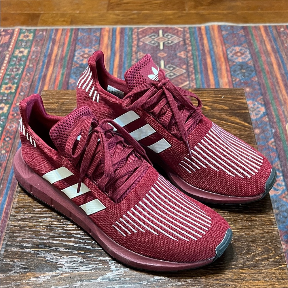 Adidas Men's Burgundy and White Sneakers